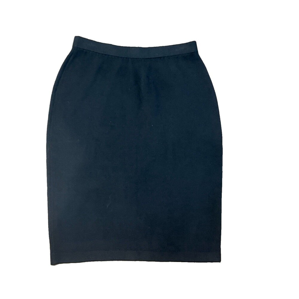 VTG St. John Evening Santana Knit Pencil Skirt Sz 4 Black Quiet Luxury 90's USA